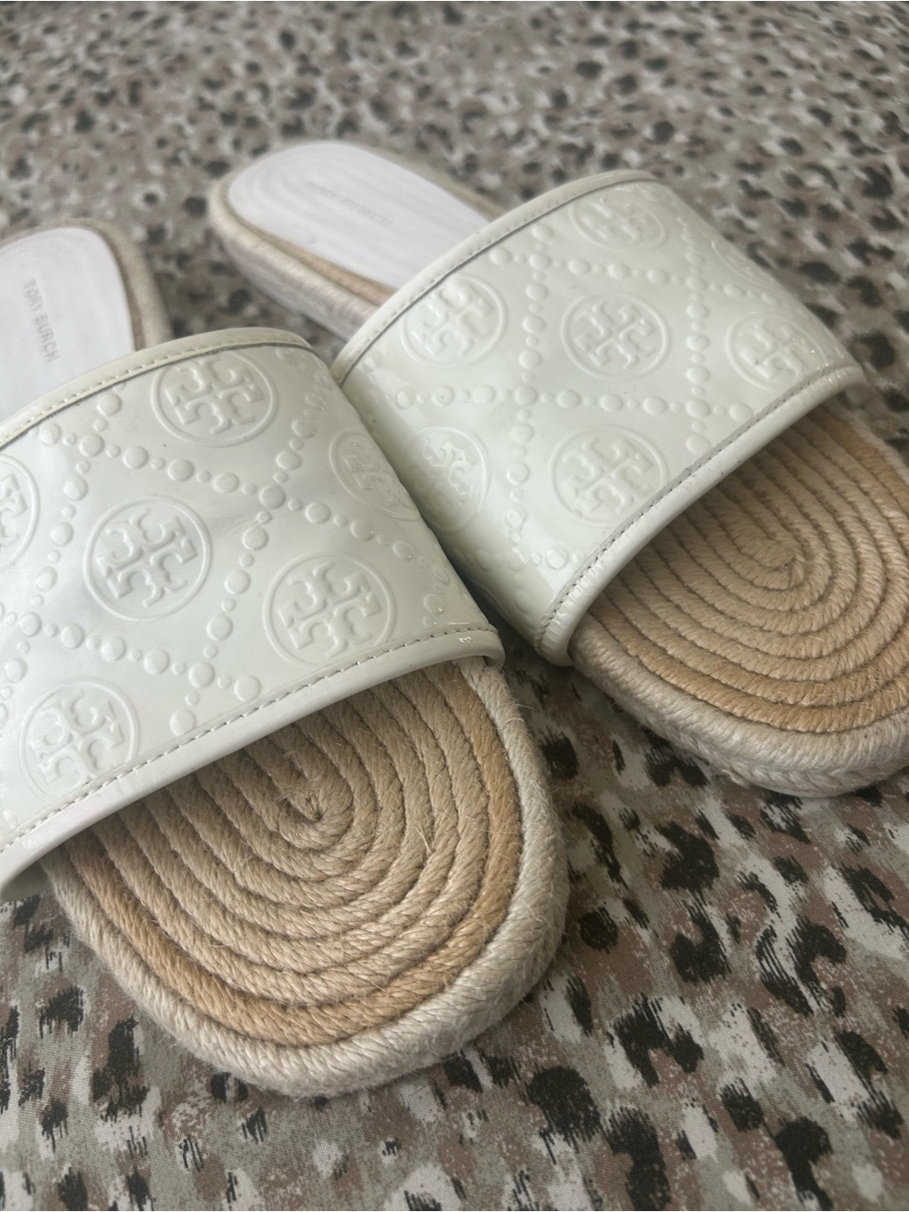 Tory Burch Gardenia White Slide Sandals Espadrille
